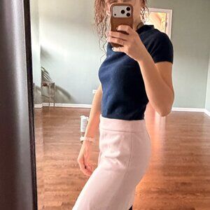 Blush Pink Zip-Front Pencil Skirt